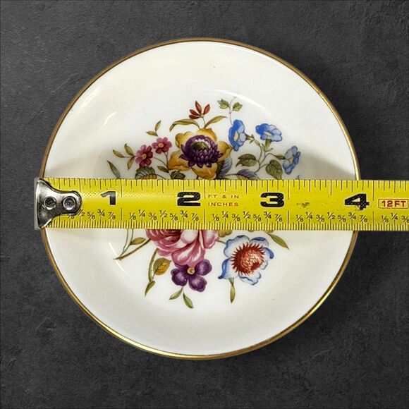 Vintage Royal Worcester Fine Bone China Trinket Dish Floral Gold Rim England - Picture 5 of 5